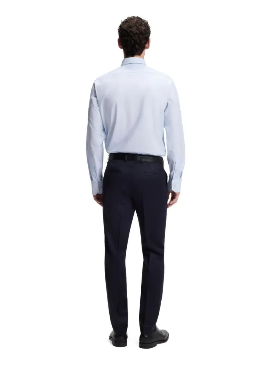 Рубашка из хлопка с регулярной посадкой Structured Cotton BOSS Hugo Boss — изображение 3 из 5, синий