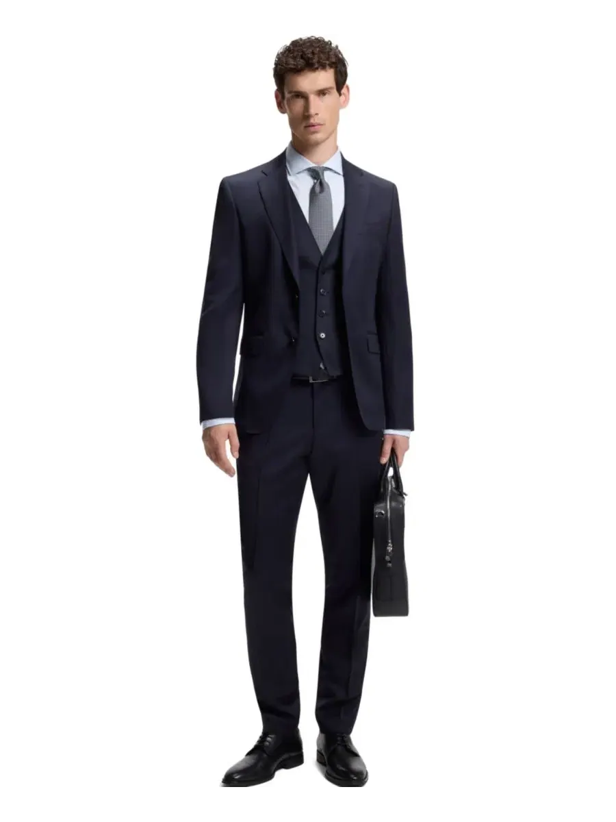Рубашка из хлопка с регулярной посадкой Structured Cotton BOSS Hugo Boss — изображение 4 из 5, синий