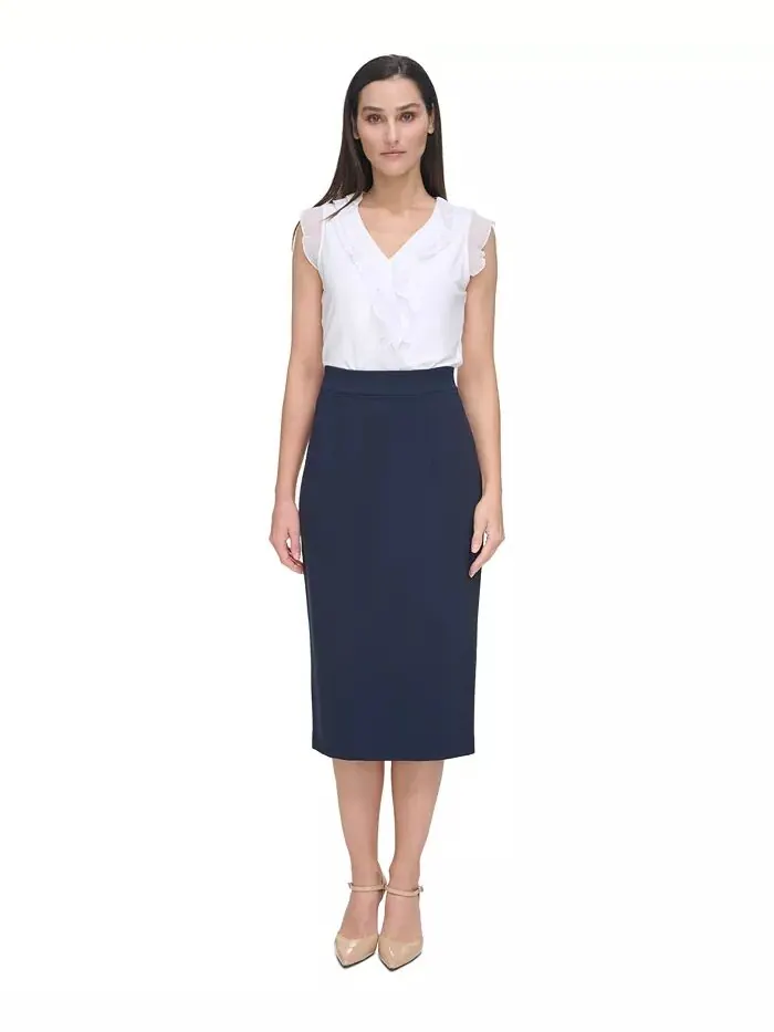 Женская юбка-карандаш Ponte Midi Tommy Hilfiger — изображение 4 из 6, синий