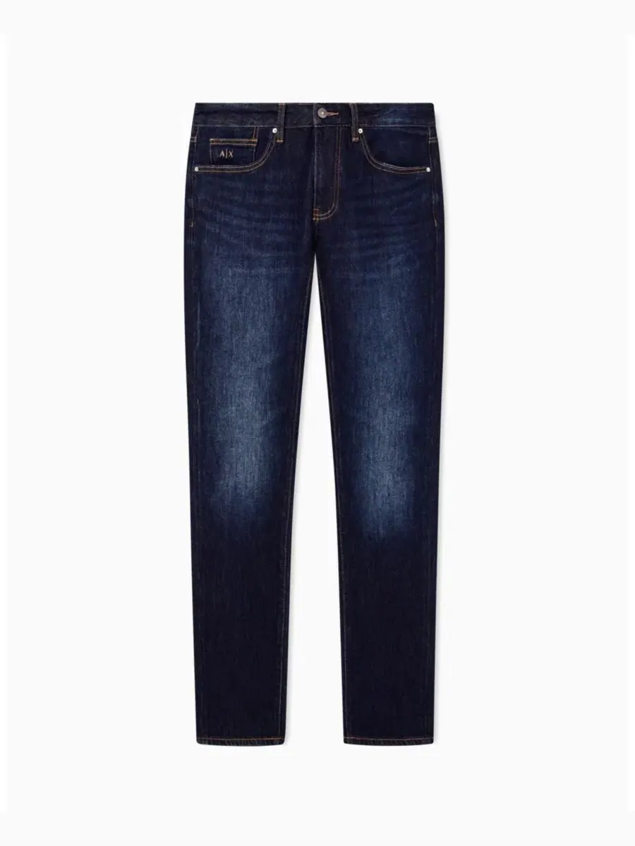 Джинсы slim-fit из поли-хлопкового денима с синей стиркой A|X Armani Exchange