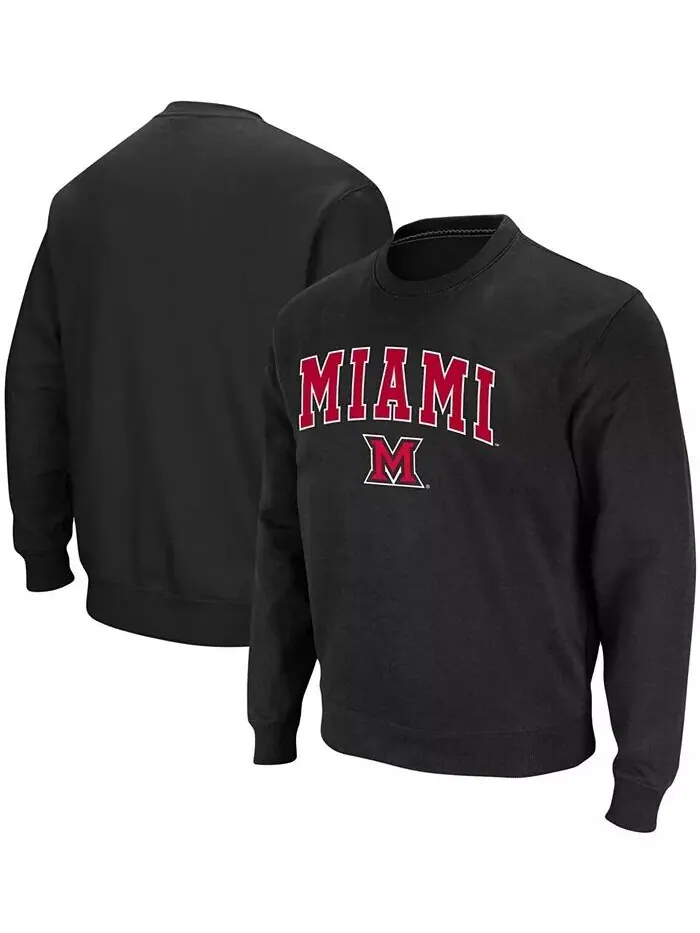 Мужская толстовка Miami University RedHawks Arch Logo с круглым вырезом Colosseum — изображение 1 из 6, черный