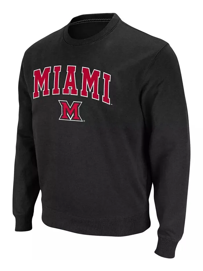 Мужская толстовка Miami University RedHawks Arch Logo с круглым вырезом Colosseum — изображение 2 из 6, черный