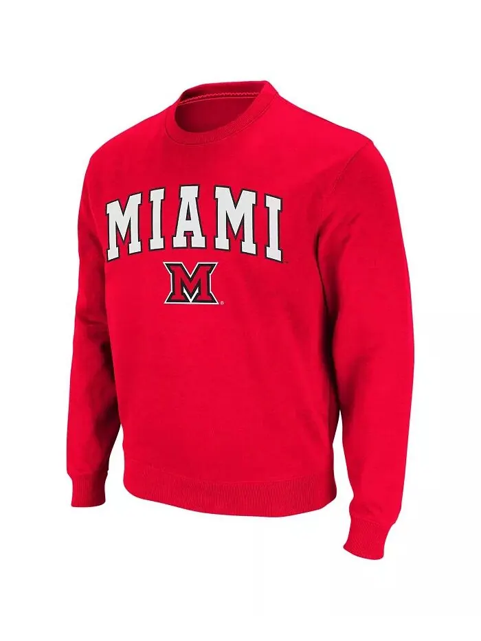 Мужская толстовка Miami University RedHawks Arch Logo с круглым вырезом Colosseum — изображение 4 из 6, черный