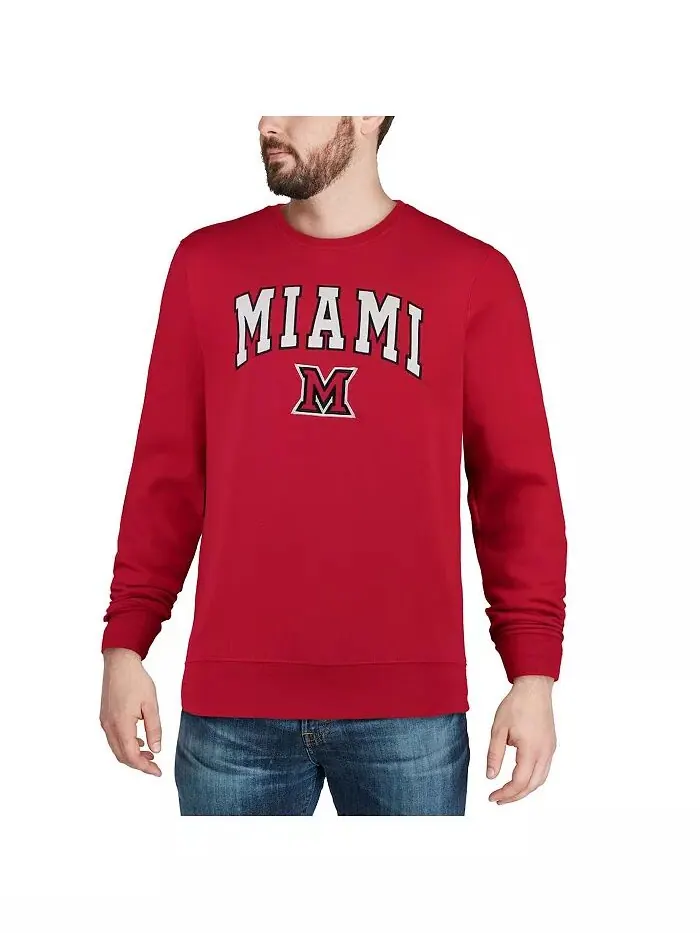 Мужская толстовка Miami University RedHawks Arch Logo с круглым вырезом Colosseum — изображение 6 из 6, черный