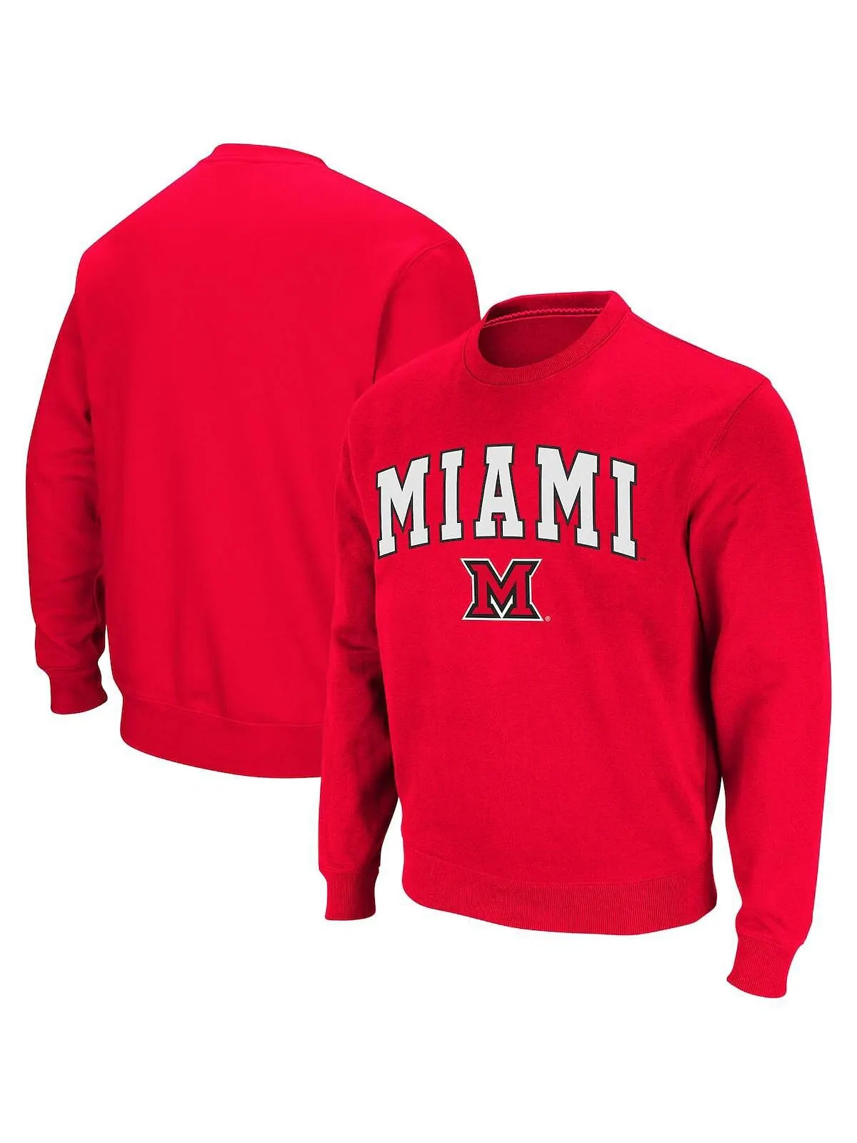 Мужская толстовка с круглым вырезом redhawks arch logo red miami university Colosseum — изображение 1 из 4, красный