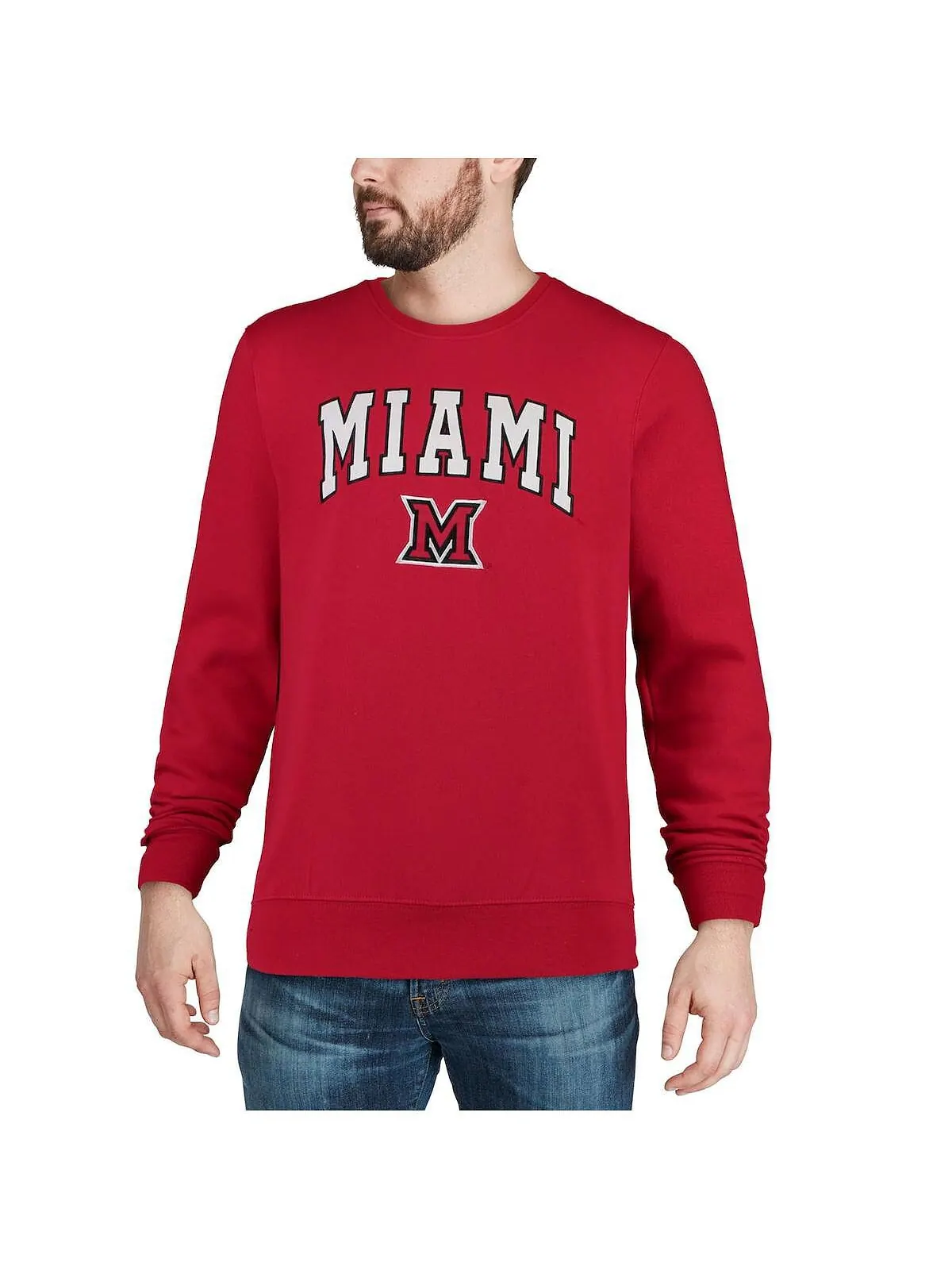 Мужская толстовка с круглым вырезом redhawks arch logo red miami university Colosseum — изображение 4 из 4, красный