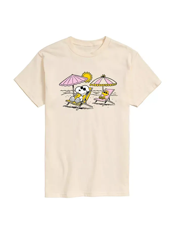 Мужская футболка с коротким рукавом Peanuts Snoopy Beach Day AIRWAVES — изображение 1 из 3, бежевый хаки