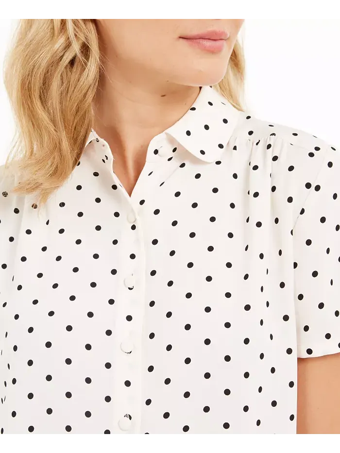 Блузка с короткими рукавами на пуговицах Anne Klein — изображение 3 из 4, белый/черный