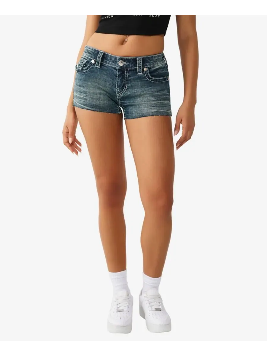 Женские шорты Joey Low-Rise Big T Flap Shorts True Religion, темно-wash