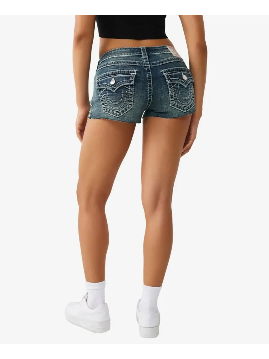 Женские шорты Joey Low-Rise Big T Flap Shorts True Religion, темно-wash — изображение 3 из 3, черный