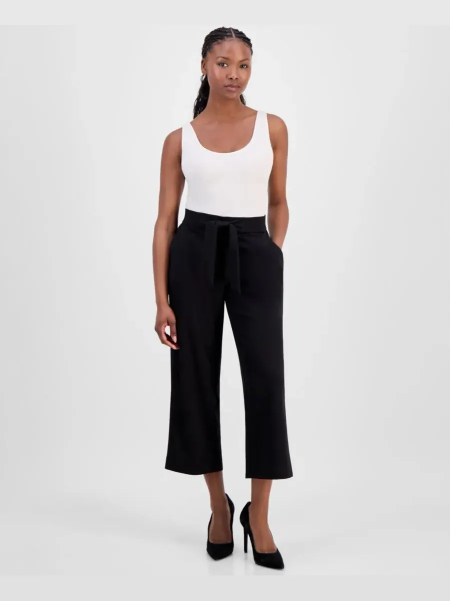 Укороченные брюки-комбинезон AK Anne Klein Petite Anne Klein Essentials — изображение 1 из 4, черный