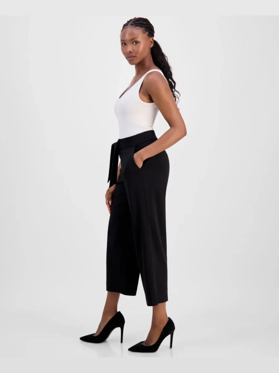 Укороченные брюки-комбинезон AK Anne Klein Petite Anne Klein Essentials — изображение 4 из 4, черный