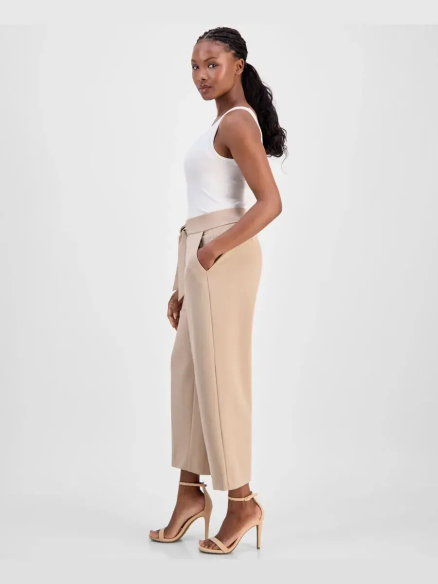 Укороченные брюки-комбинезон AK Anne Klein Petite Anne Klein Essentials — изображение 2 из 4, бежевый