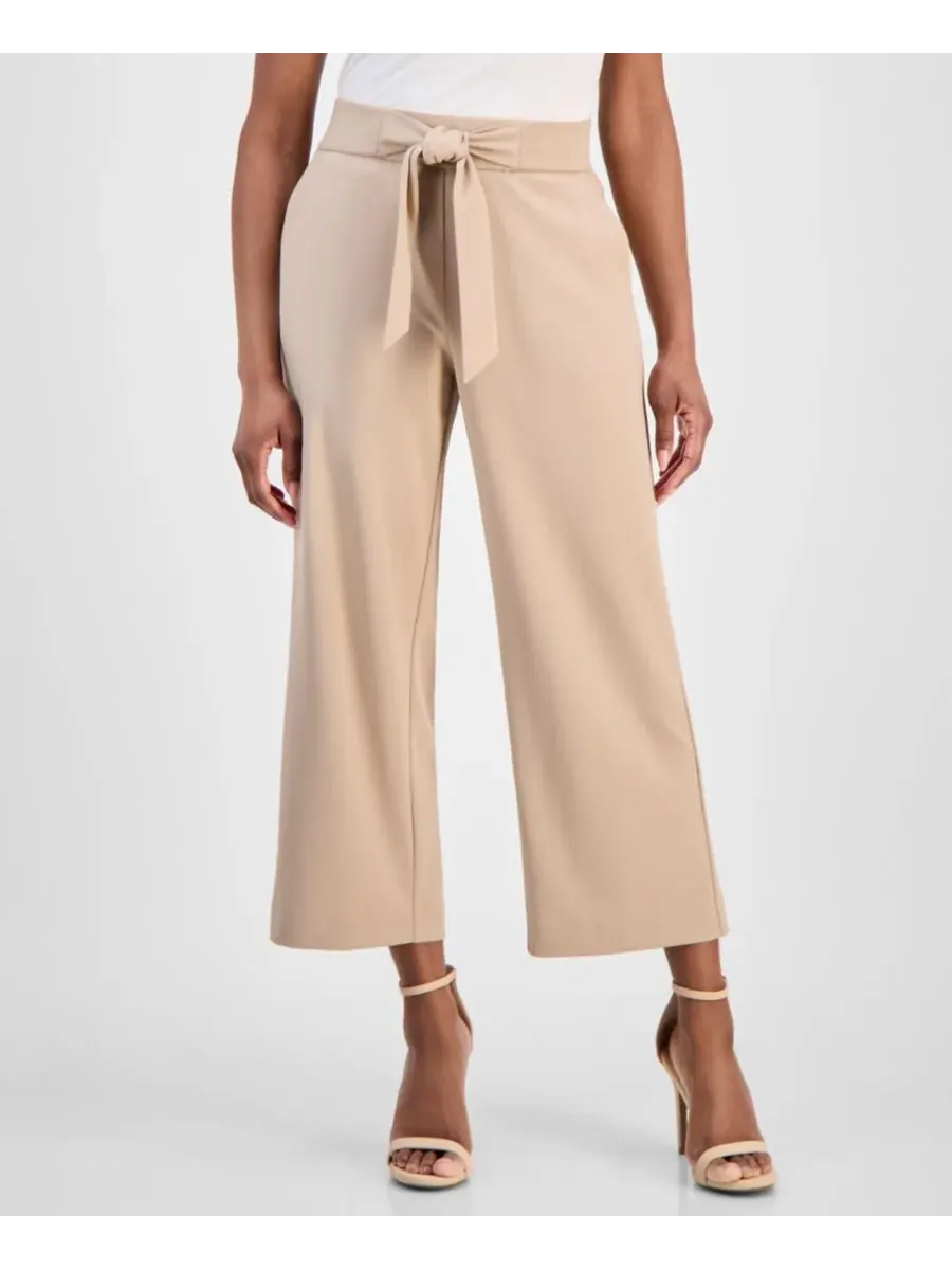 Укороченные брюки-комбинезон AK Anne Klein Petite Anne Klein Essentials — изображение 4 из 4, бежевый