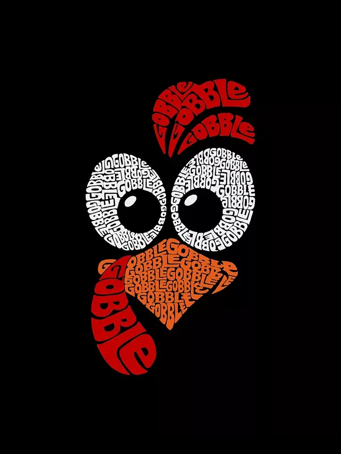 Мужская футболка с длинным рукавом и принтом "Turkey Face Word Art" La Pop Art — изображение 3 из 3, черный