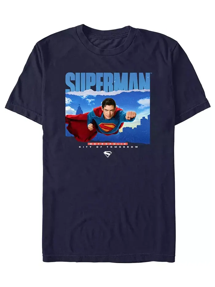 Мужская футболка Superman 2025 с круглым вырезом Fifth Sun — изображение 1 из 3, синий