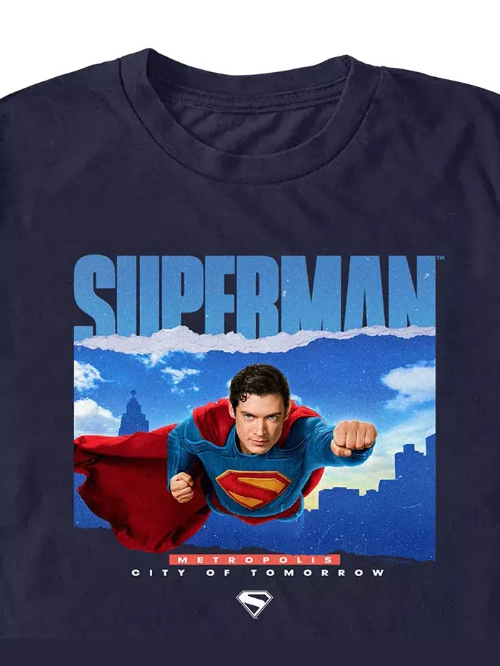 Мужская футболка Superman 2025 с круглым вырезом Fifth Sun — изображение 3 из 3, синий