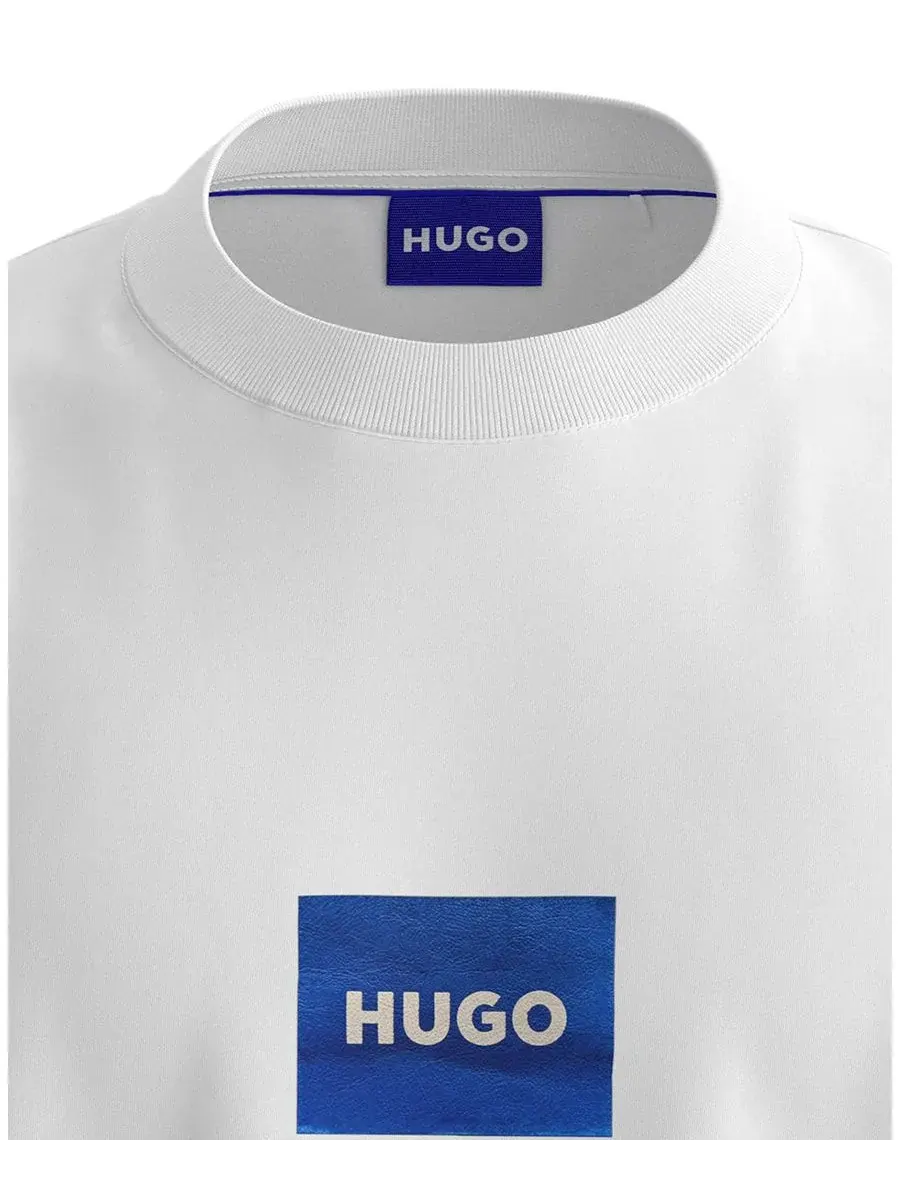 Мужская футболка Nayonix с круглым вырезом и логотипом на груди Hugo Boss — изображение 2 из 3, белый