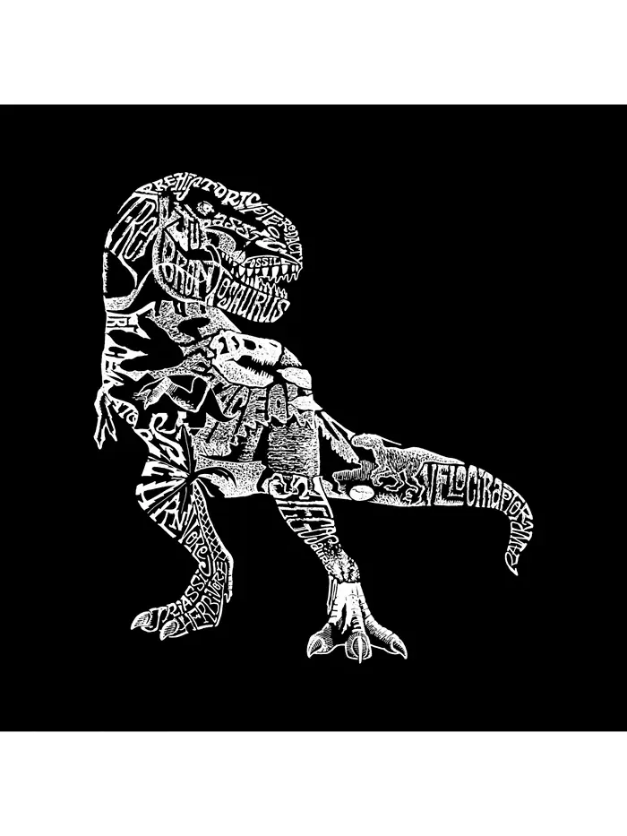 Мужской худи с принтом Word Art - Dinosaur La Pop Art — изображение 2 из 3, черный