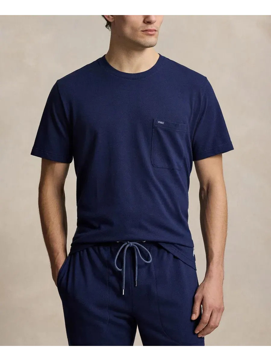 Мужская легкая пижамная футболка с круглым вырезом Polo Ralph Lauren — изображение 1 из 4, темно-синий