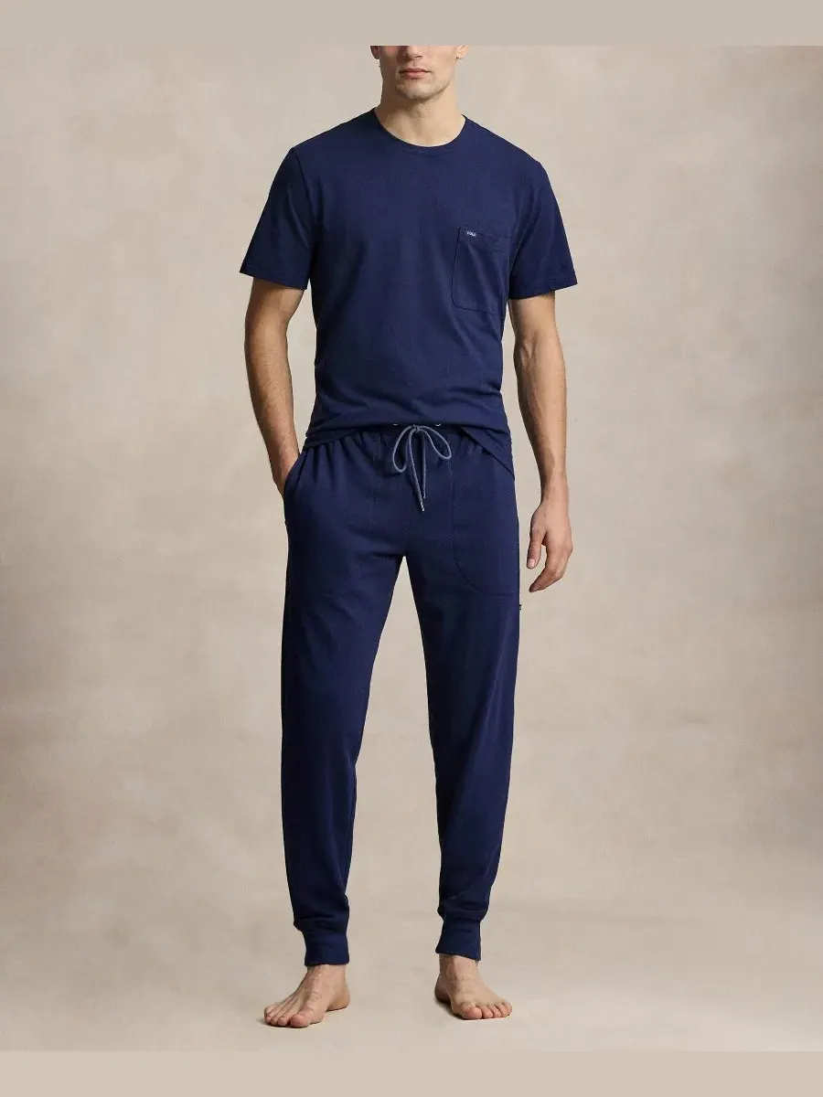Мужская легкая пижамная футболка с круглым вырезом Polo Ralph Lauren — изображение 2 из 4, темно-синий