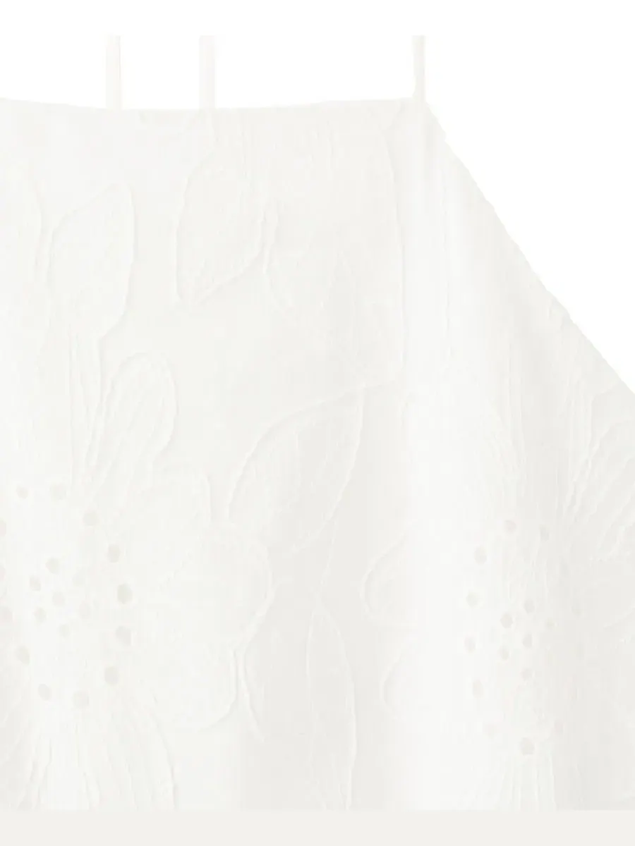 Платье-трапеция с открытой спиной и вышивкой, модель Openwork-Embroidery Halter A-Line Cotton Dress — изображение 4 из 7