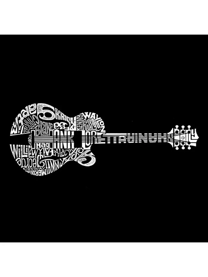 Футболка с длинным рукавом «Word Art» для мужчин — Country Guitar LA Pop Art — изображение 2 из 2, черный