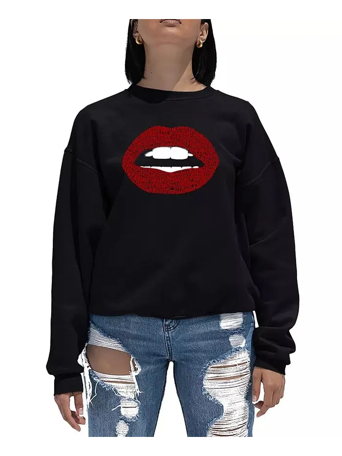 Женская толстовка Word Art Crewneck Fabulous Lips LA Pop Art — изображение 1 из 2, черный