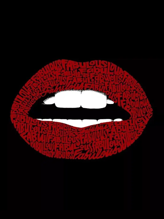 Женская толстовка Word Art Crewneck Fabulous Lips LA Pop Art — изображение 2 из 2, черный