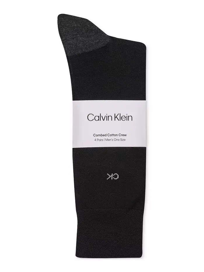 Мужские носки с пяткой и носком, 4 пары Calvin Klein — изображение 3 из 3, серый