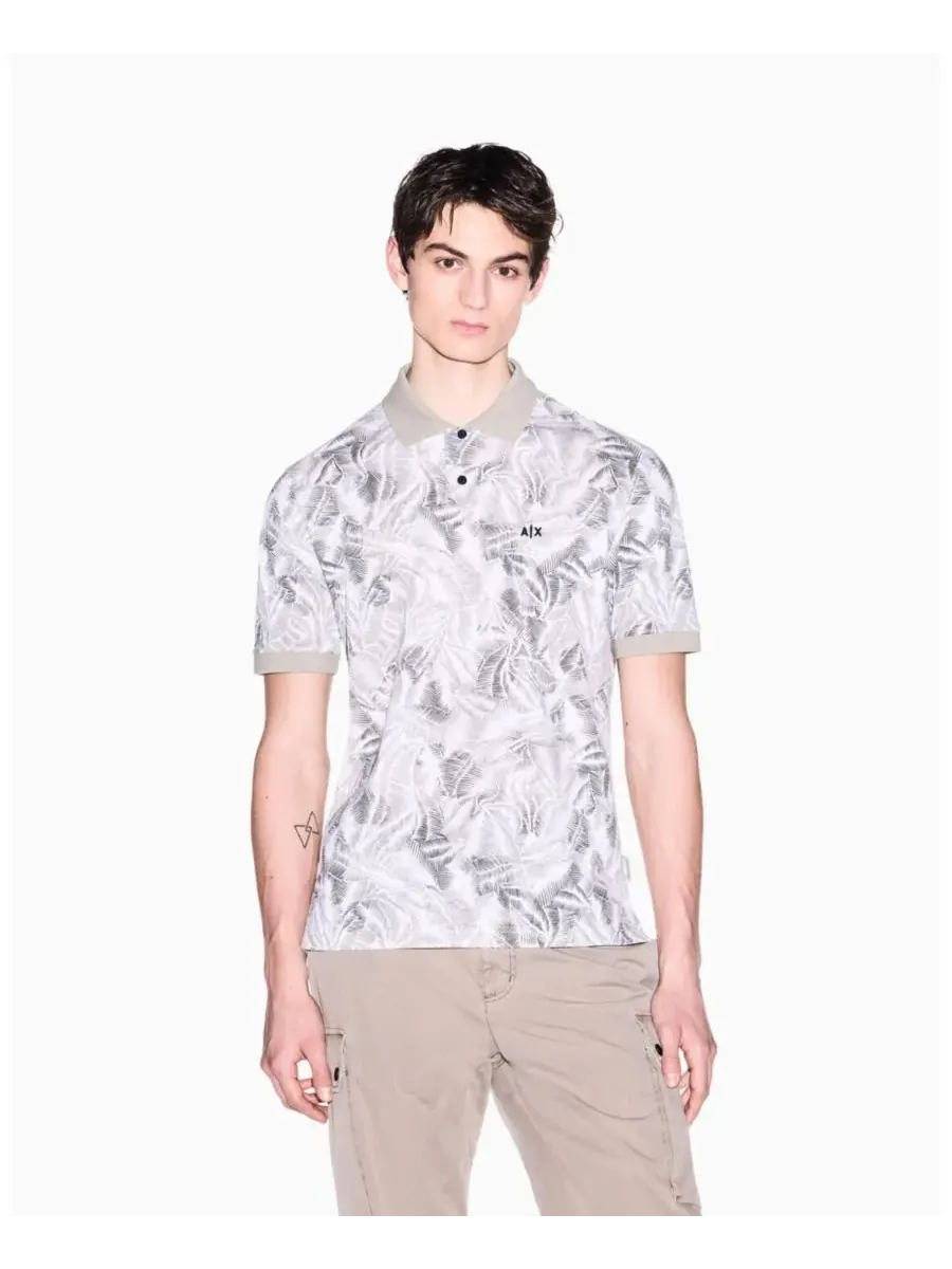 Мужская рубашка поло IBIZA X Pique с принтом в виде листьев A|X Armani Exchange
