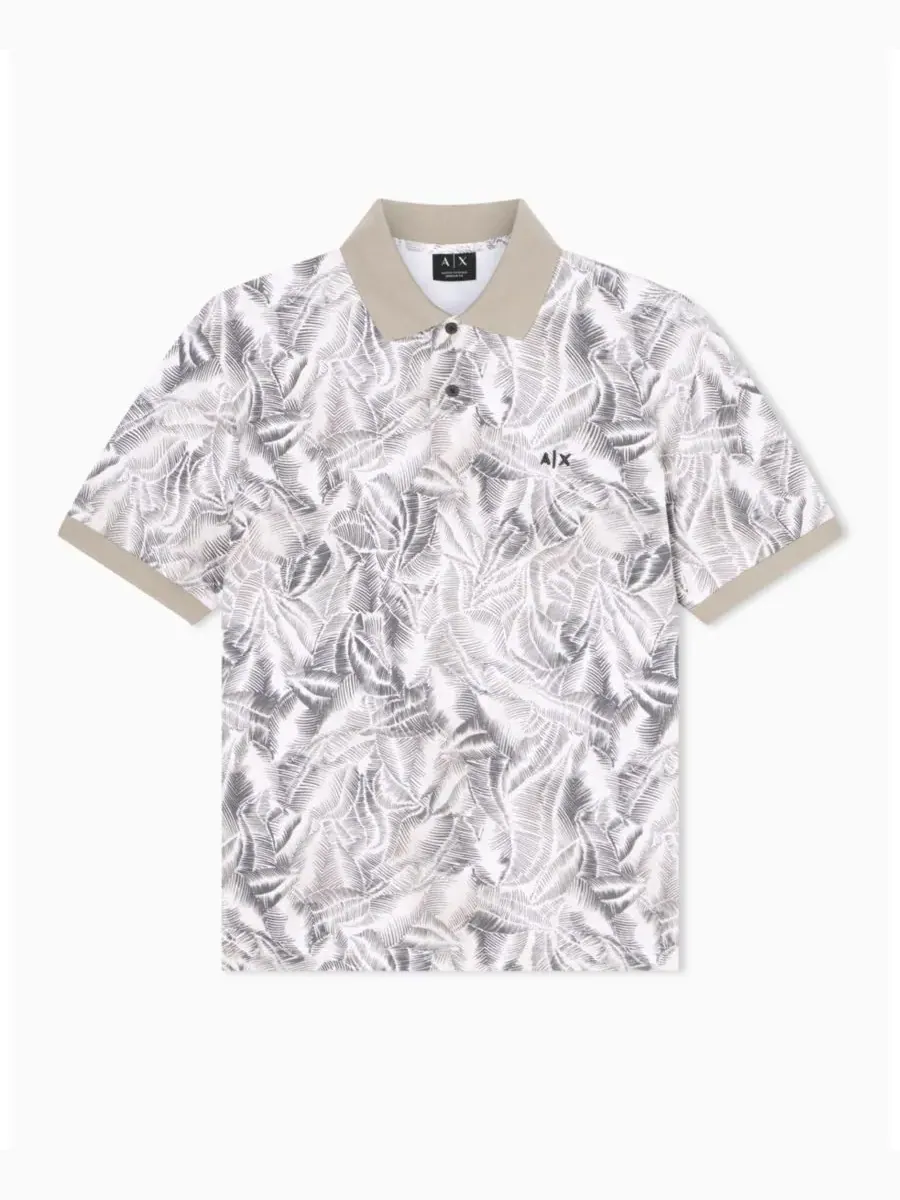 Мужская рубашка поло IBIZA X Pique с принтом в виде листьев A|X Armani Exchange — изображение 2 из 5, мульти