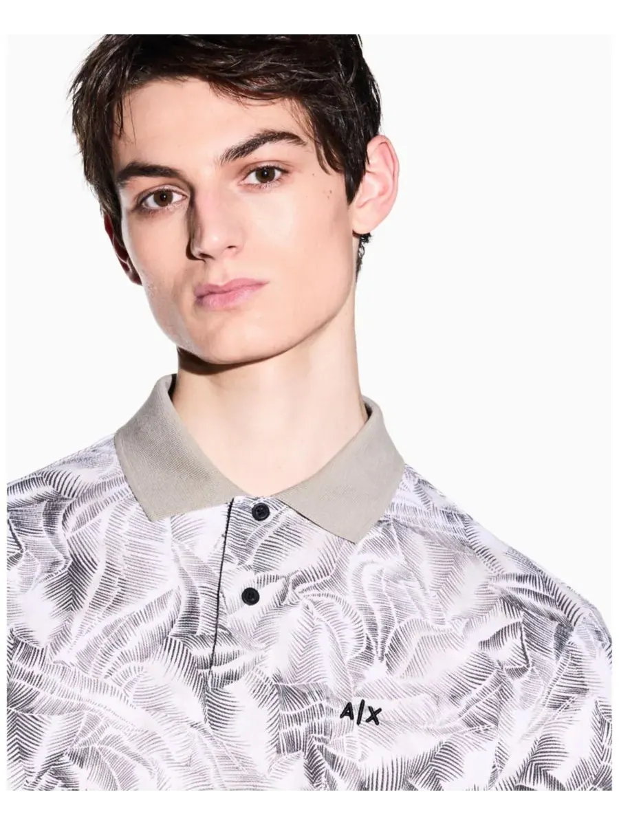 Мужская рубашка поло IBIZA X Pique с принтом в виде листьев A|X Armani Exchange — изображение 4 из 5, мульти