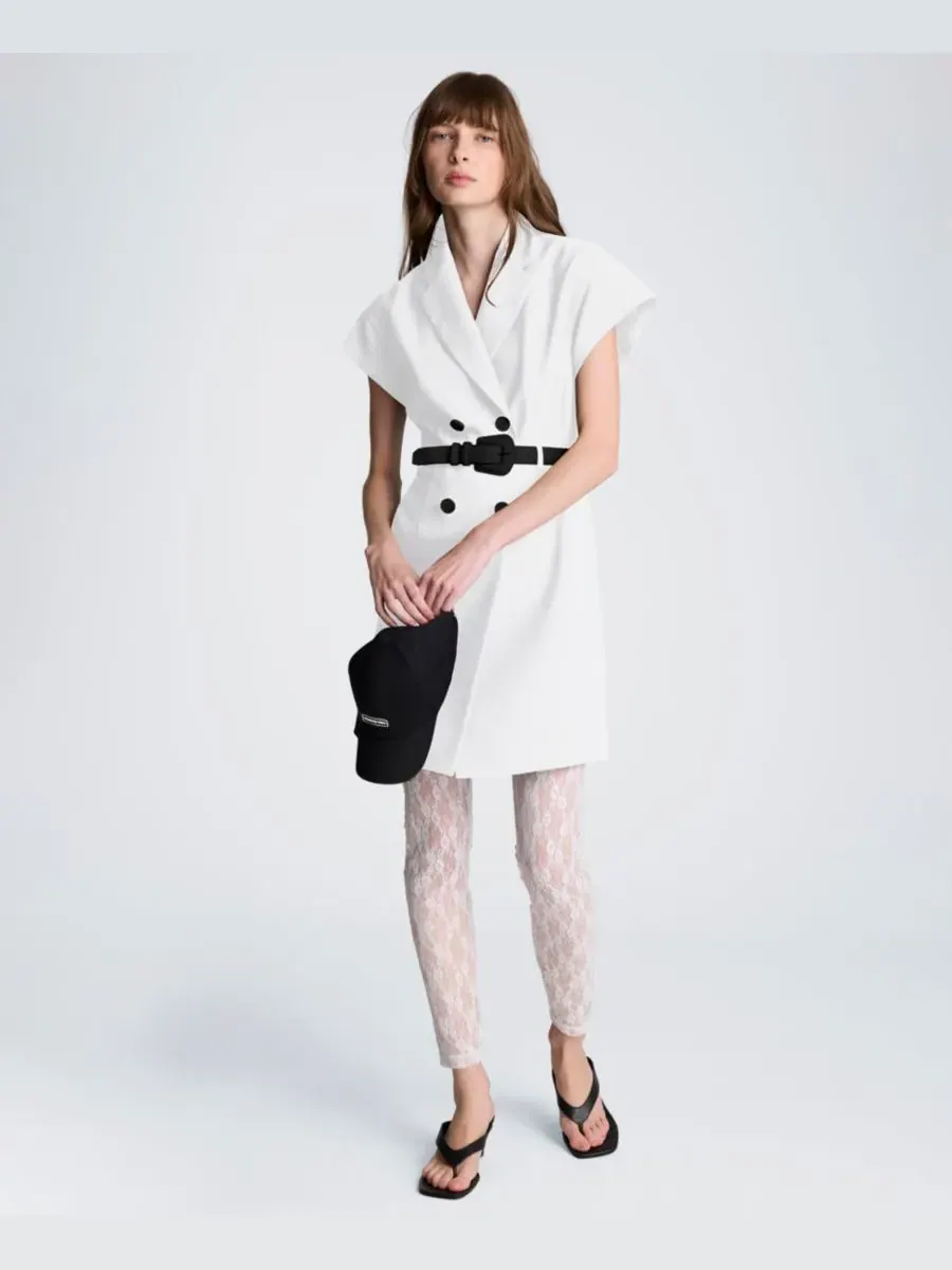 Женское мини-платье-тренч со спущенными плечами Kenneth Cole — изображение 2 из 7, натуральный белый/черный