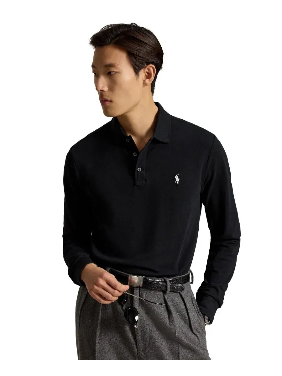 Мужская классическая футболка-поло с коротким рукавом Polo Ralph Lauren — изображение 1 из 6, черный