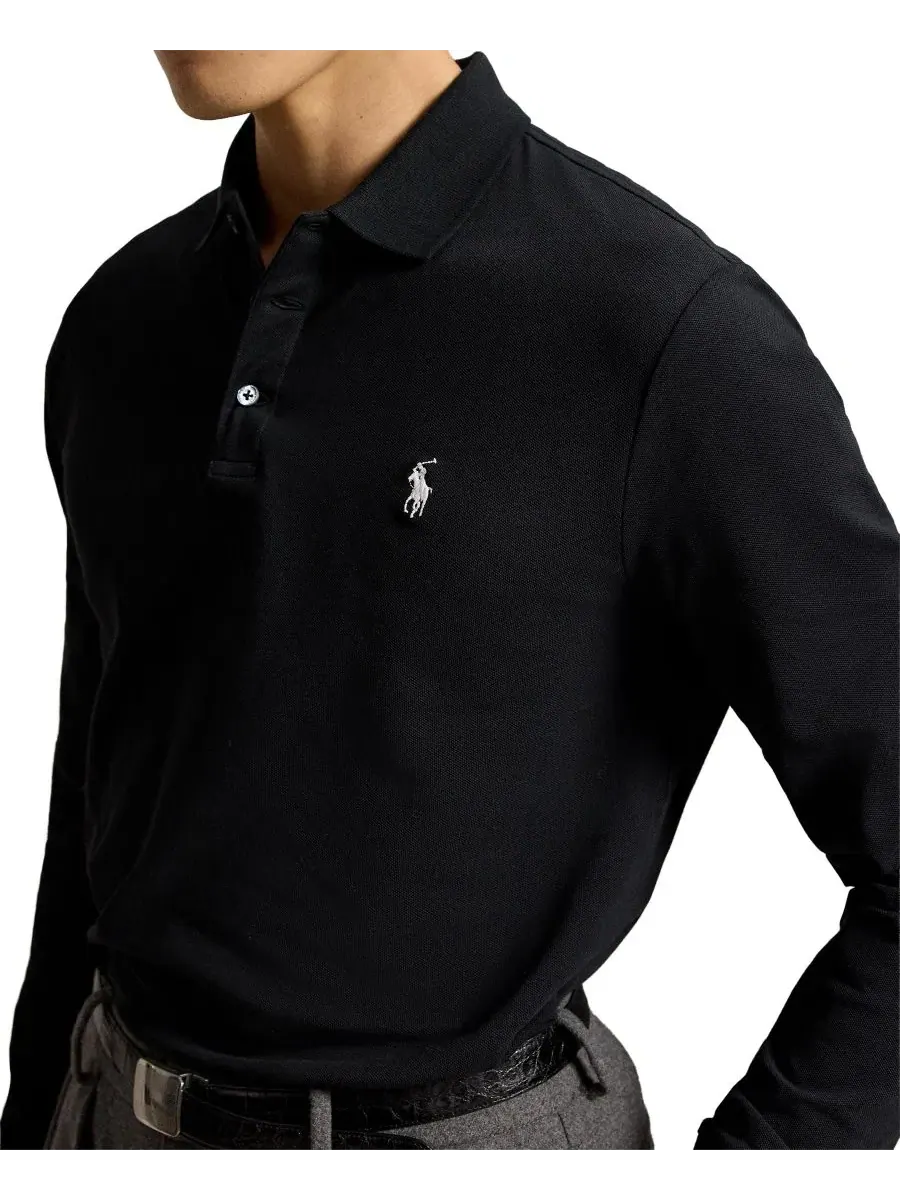 Мужская классическая футболка-поло с коротким рукавом Polo Ralph Lauren — изображение 3 из 6, черный