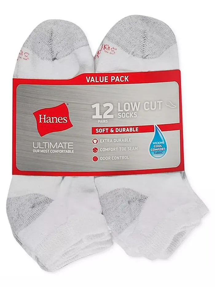 Мужские носки с низкой посадкой, 12 пар Hanes — изображение 2 из 2, белый