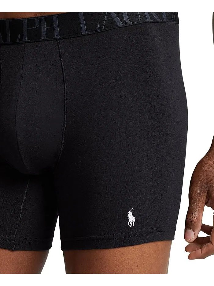 Мужские трусы-боксеры стрейч классического кроя (5 шт.) Polo Ralph Lauren — изображение 4 из 14, синий/черный/серый