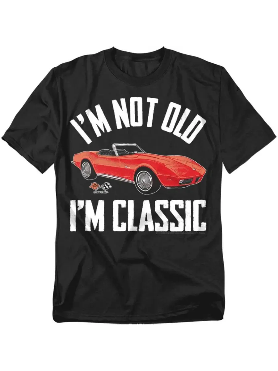 Футболка классическая с принтом I'm Not Old I'm Classic Corvette — изображение 1 из 3, черный