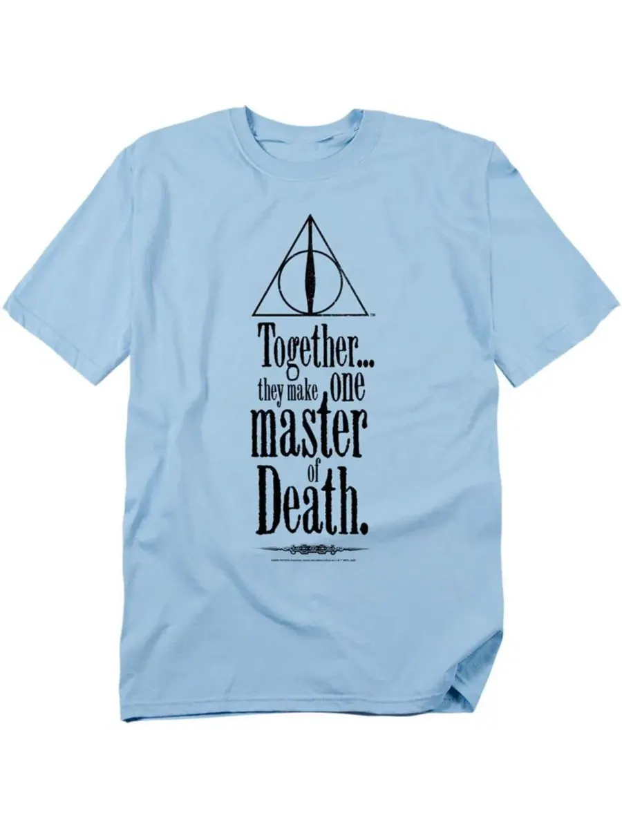 Футболка с принтом Together They Make One Master Of Death Harry Potter — изображение 1 из 3, светлый синий