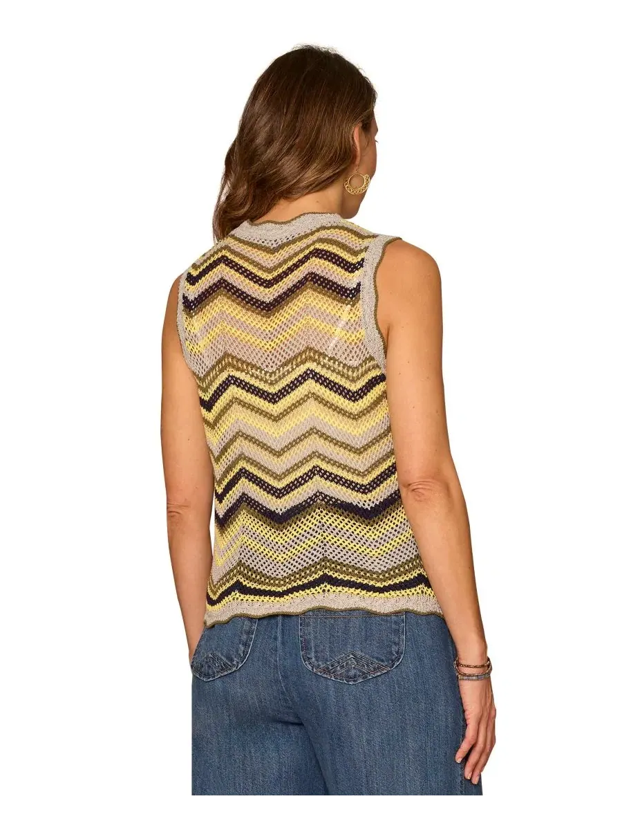 Женский топ-свитер без рукавов с шевронным узором, Petite Chevron Tank Sweater Democracy — изображение 3 из 3, зеленый