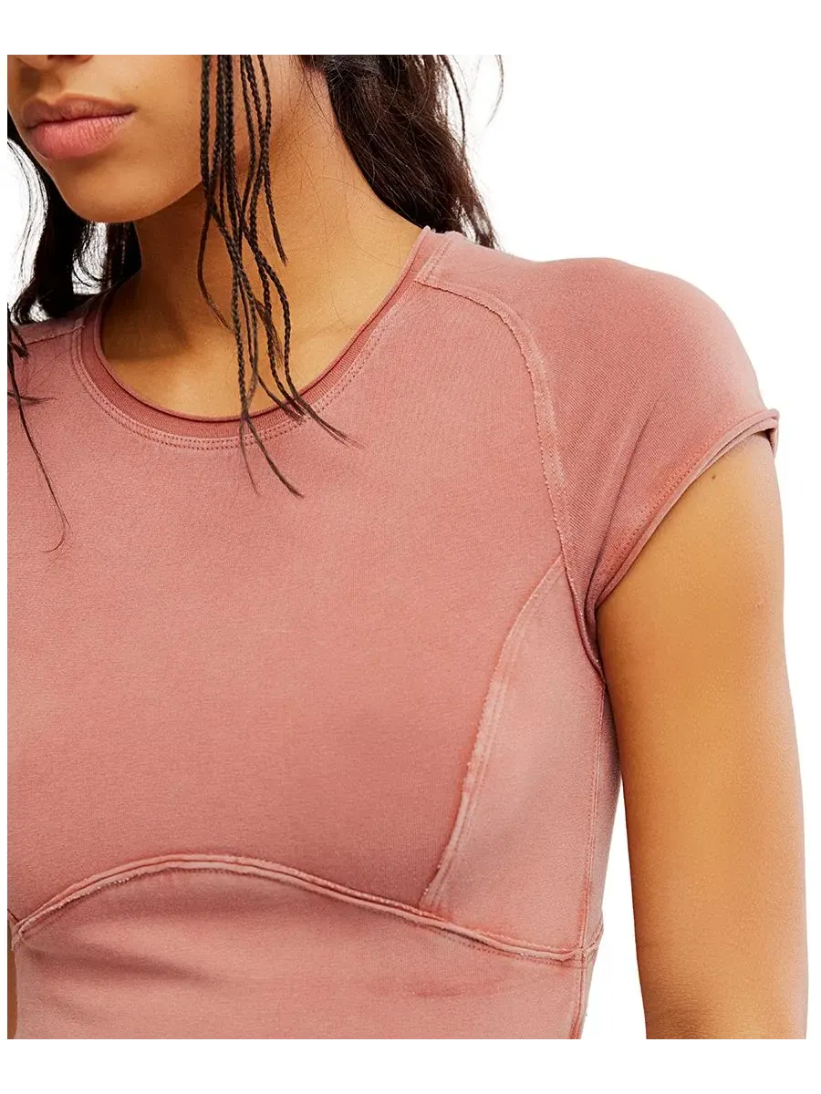 Футболка женская с принтом Protagonist Cotton Free People — изображение 4 из 5, коричневый