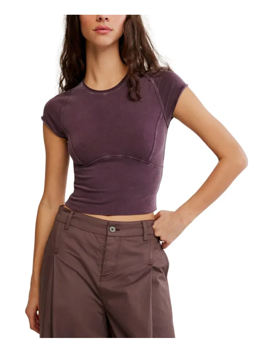 Футболка с коротким рукавом Protagonist Cotton Crewneck Free People, Vintage Grape — изображение 1 из 6