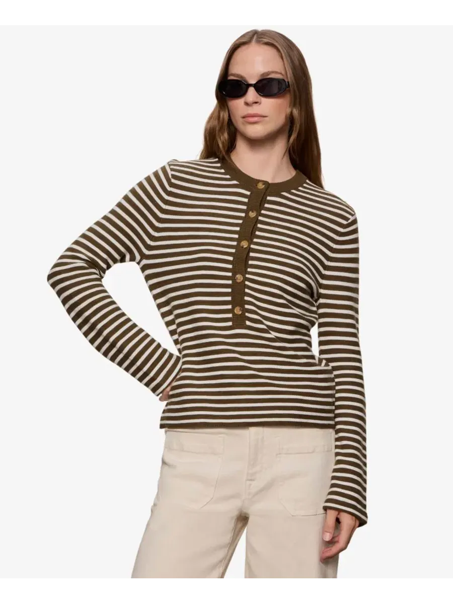 Свитер с хенли-воротником и полоской Everyday Striped Pull-On Sanctuary