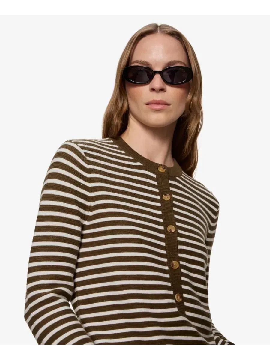 Свитер с хенли-воротником и полоской Everyday Striped Pull-On Sanctuary — изображение 4 из 6, зеленый