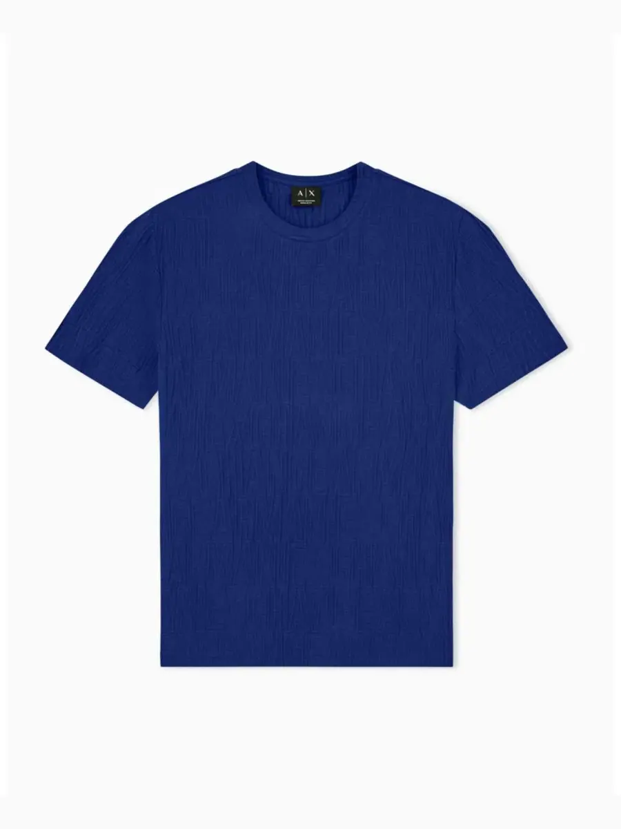 Футболка с длинным рукавом All Over Logo Mercerized Cotton T-Shirt A|X Armani Exchange — изображение 2 из 8, синий