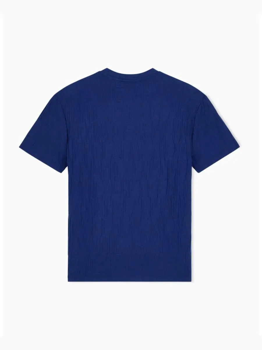 Футболка с длинным рукавом All Over Logo Mercerized Cotton T-Shirt A|X Armani Exchange — изображение 3 из 8, синий