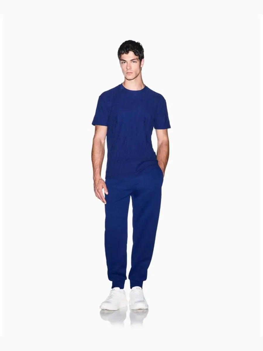 Футболка с длинным рукавом All Over Logo Mercerized Cotton T-Shirt A|X Armani Exchange — изображение 6 из 8, синий