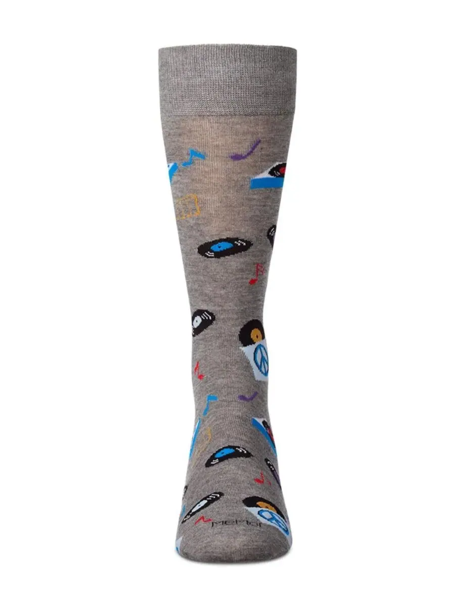 Мужские носки Vinyl Tunes Novelty Crew Socks Memoi — изображение 2 из 3, серый