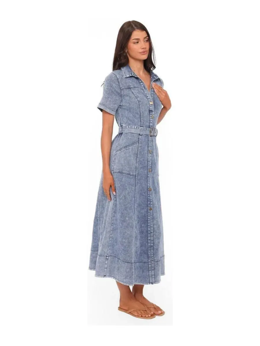 Макси-платье Tamara Med Denim Petal and Pup — изображение 2 из 4, джинсовый синий